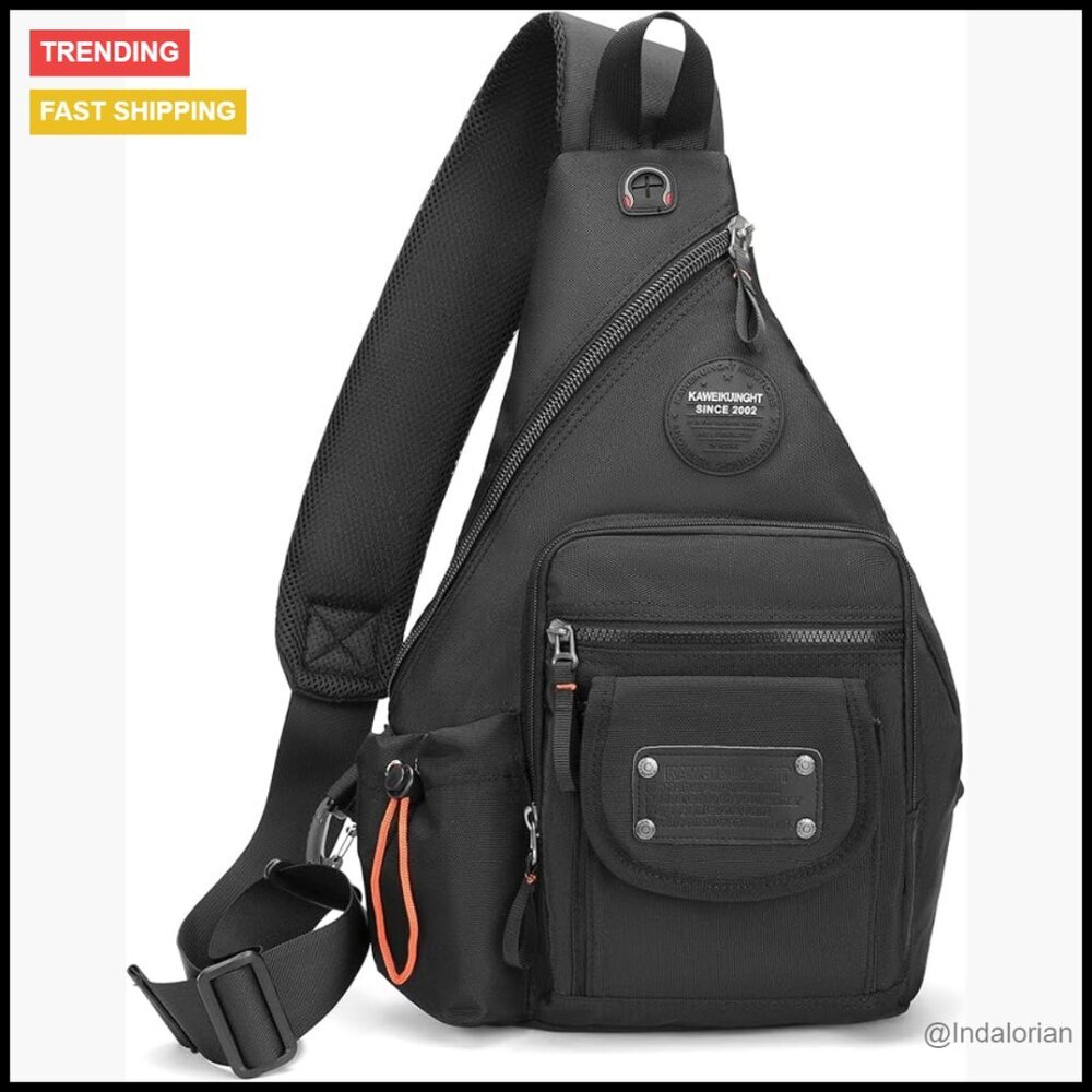 Sling Backpack Crossbody Shoulder Bag Travel Outdoors Water Resistant Nylon
